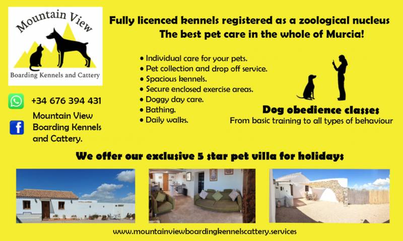 Mountain View Kennels, Dog kennels and cattery, dog training and private pet villa rental in Fuente Alamo