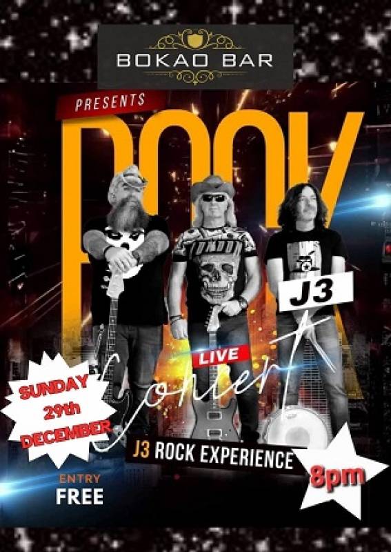 December 29 J3 Rock Experience performing at the Bokao Bar Condado de Alhama Golf Resort