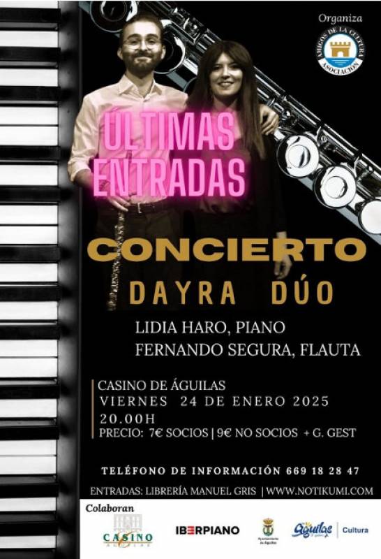 January 24 Dayra Duo piano and flute concert in Aguilas