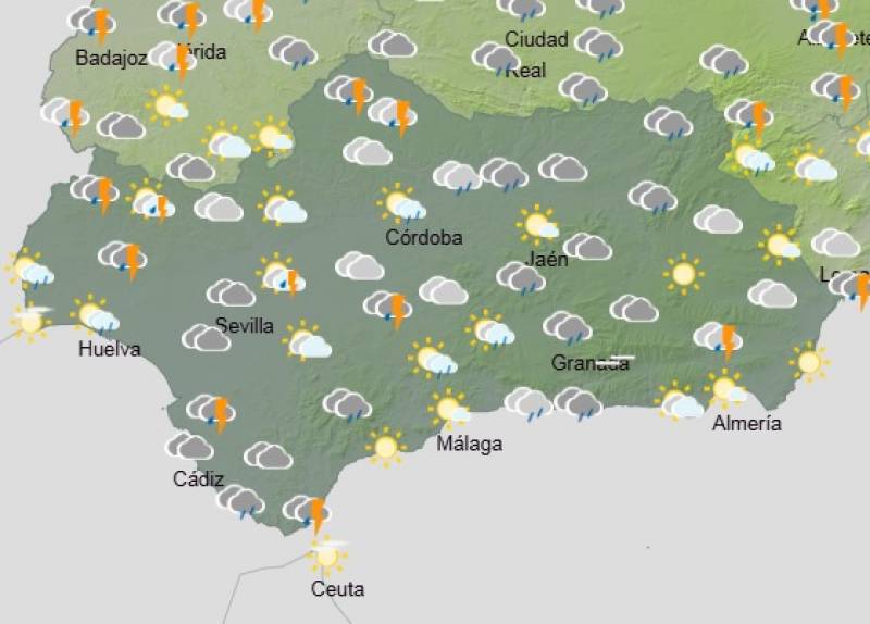 Andalucía weather forecast March 17 - March 20: Heavy rain, storms and strong winds