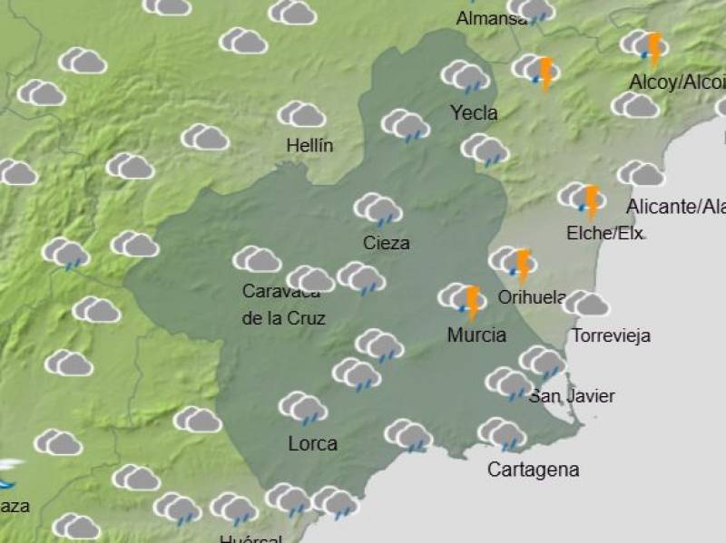 Murcia weekend weather forecast March 20-23: Muddy rain, wind alerts and storms