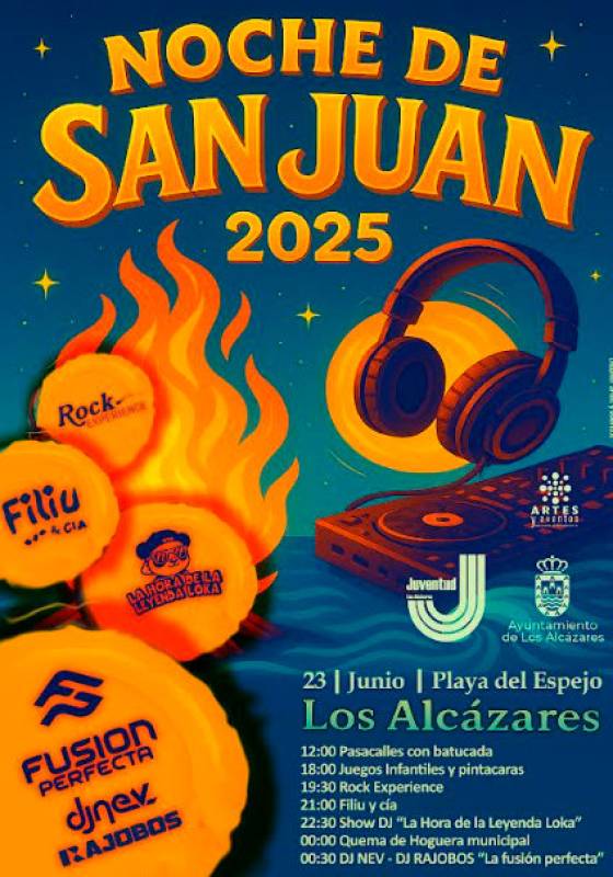 June 23 Night of San Juan bonfire party at the beach in Los Alcázares