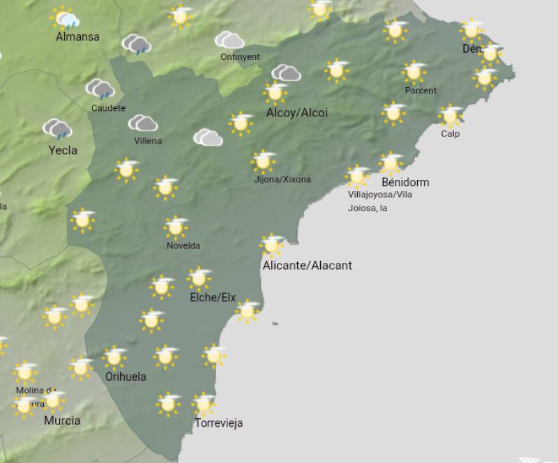 Warm days with afternoon storms inland: Alicante weekend weather forecast June 19-22