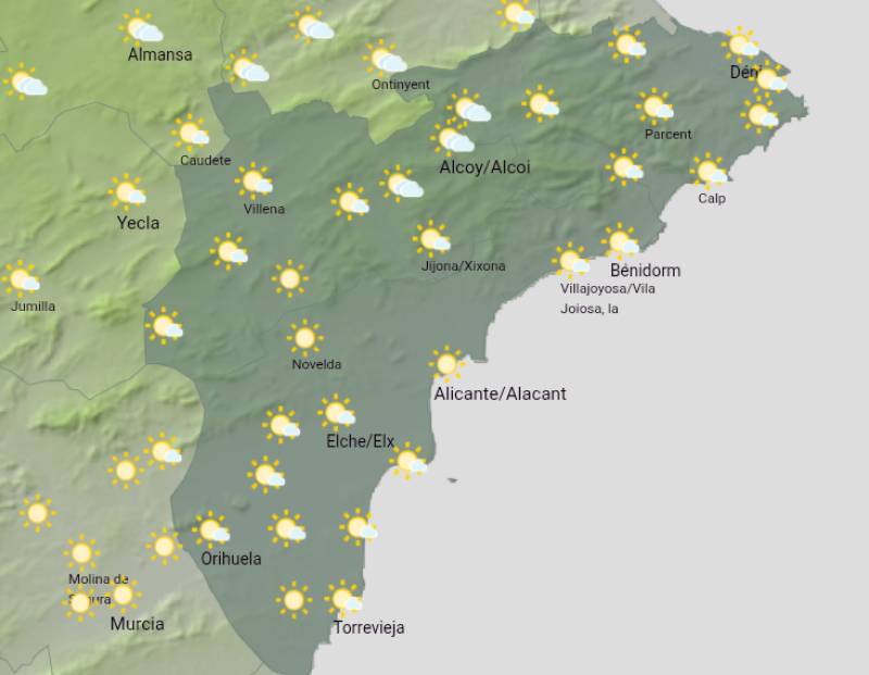 Warm days with afternoon storms inland: Alicante weekend weather forecast June 19-22