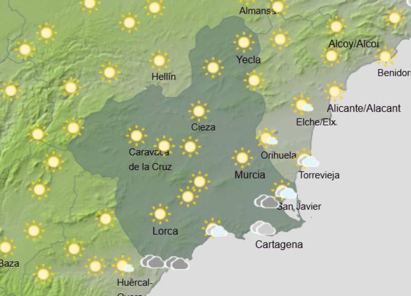 Settled, sunny and getting hotter: Murcia weekly weather forecast July 14-17