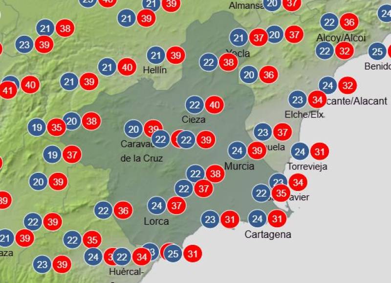 Settled, sunny and getting hotter: Murcia weekly weather forecast July 14-17