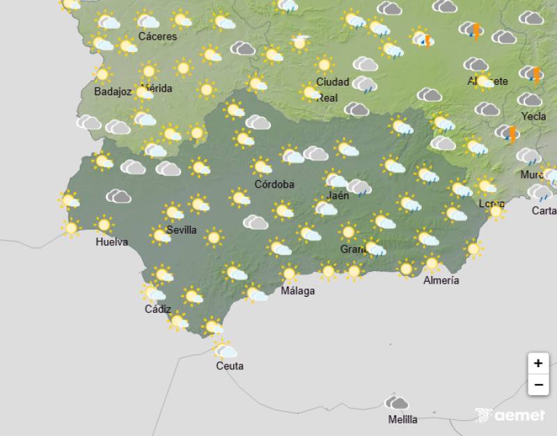Andalucía weekly weather forecast October 13-16: Cloudy spells, showers and steady temperatures