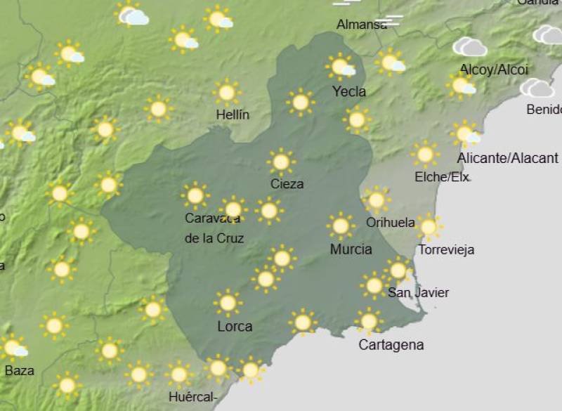 Temperatures continue to drop as rain forecast: Murcia weekly weather December 1-4