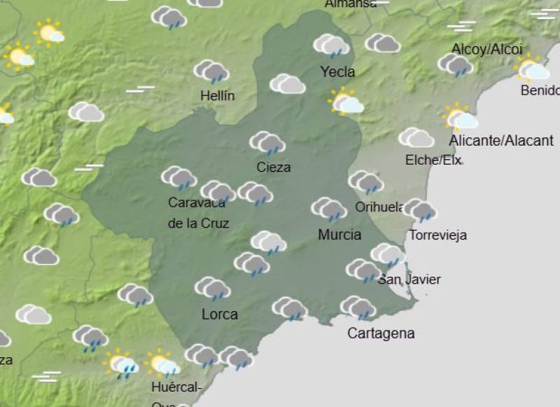 Rain all weekend long: Murcia weather forecast December 11-14