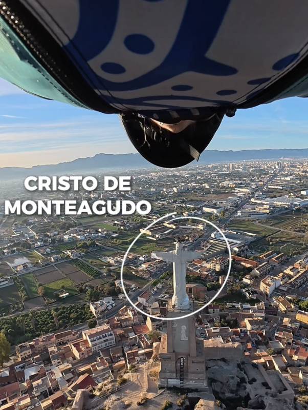 Spectacular wingsuit flight over Castillo de Monteagudo in Murcia