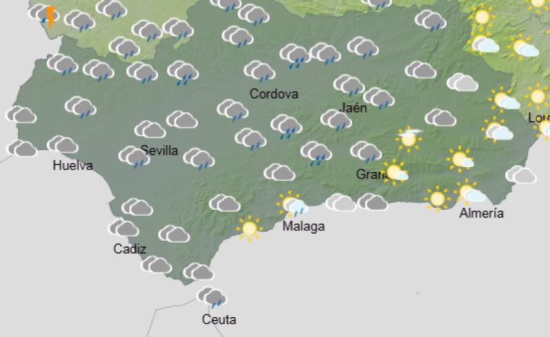Andalucía weekly weather forecast February 9-12: Showery spells and blustery winds